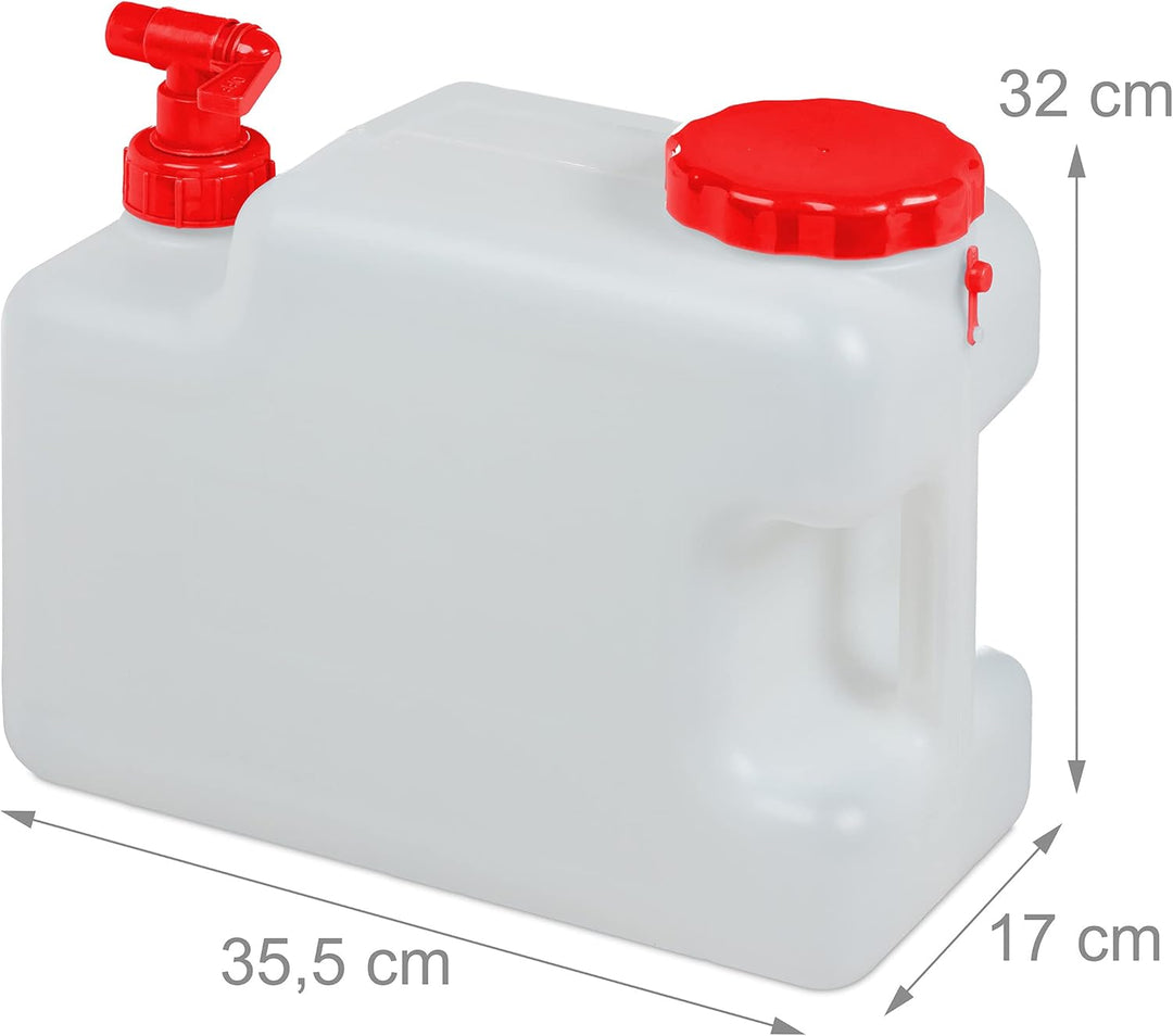 Relaxdays Wasserkanister mit Hahn, Schraubdeckel, Trinkwasserkanister Camping, 12 l, BPA-frei, Kunst
