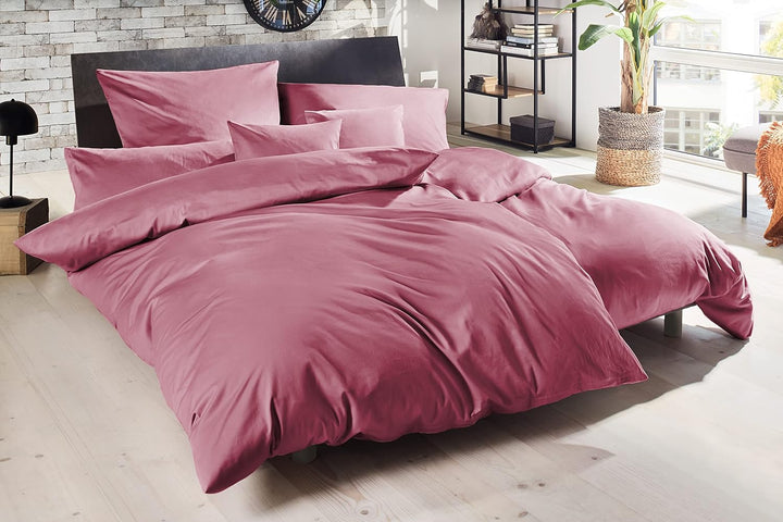Beddress - Luxus-Satin-Bettwäsche, Uni Rosenholz, 200x200 + 2x80x80 cm, 100% gekämmte Baumwolle, Oek
