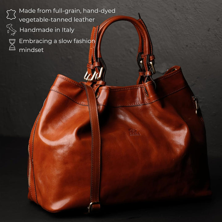 Time Resistance Schultertasche Damen - Handtasche aus Leder - Made in Italy - Tragetasche - Business