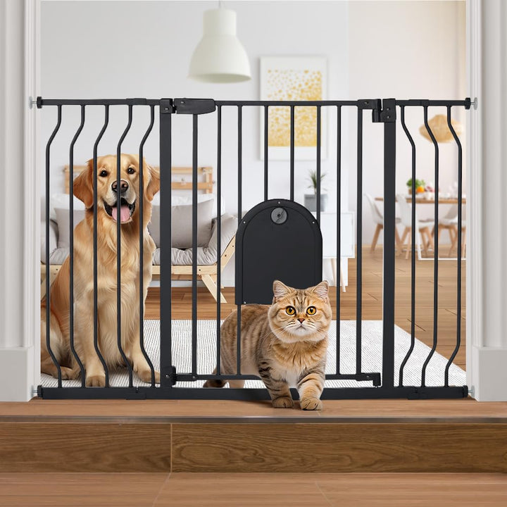 COMOMY Türschutzgitter für Babys, Treppenschutzgitter Ohne Bohren, für Breiten 75-123cm, Schliesst a