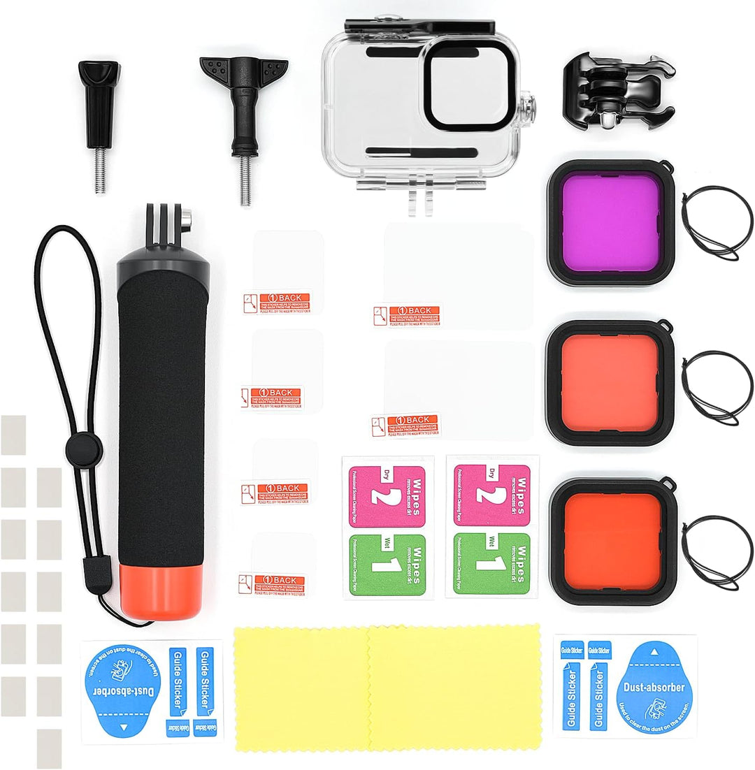 Zubehör Set Kit für GoPro Hero 13 Black, oGoDeal Wasserdicht Schutzhülle Gehäuse+Unterwasser Schwimm