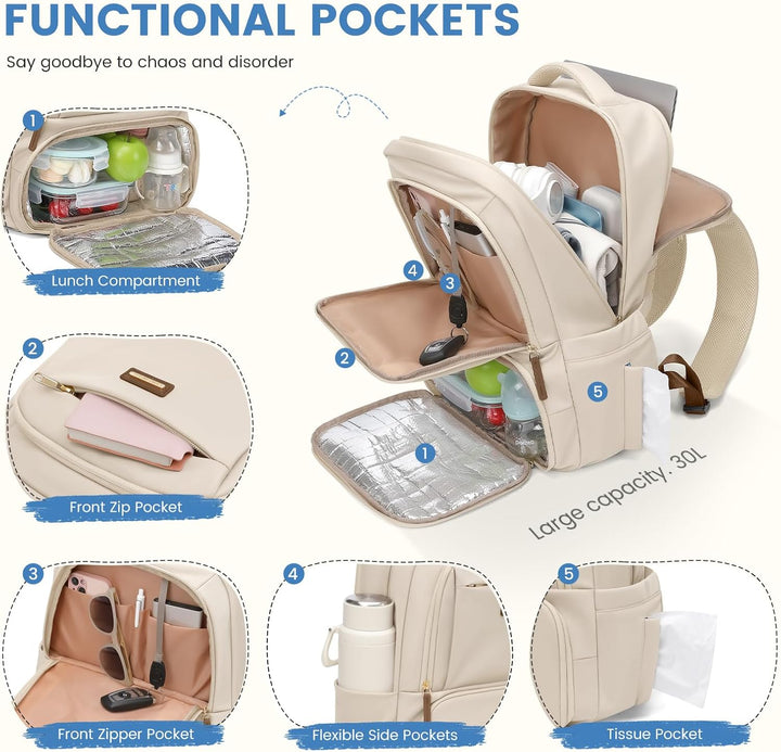 GOLF SUPAGS Lunch Rucksack, 16 Zoll Laptop Rucksack Schulrucksack mit Lsoliertes Kühltasche für Arbe