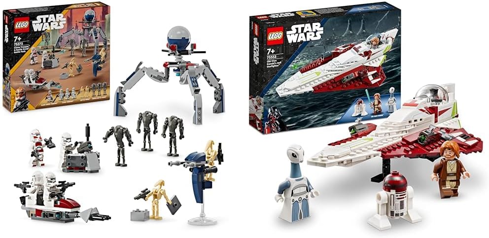 LEGO Star Wars Obi-Wan Kenobis Jedi Starfighter, Spielzeug zum Bauen mit Taun We & Star Wars Clone T
