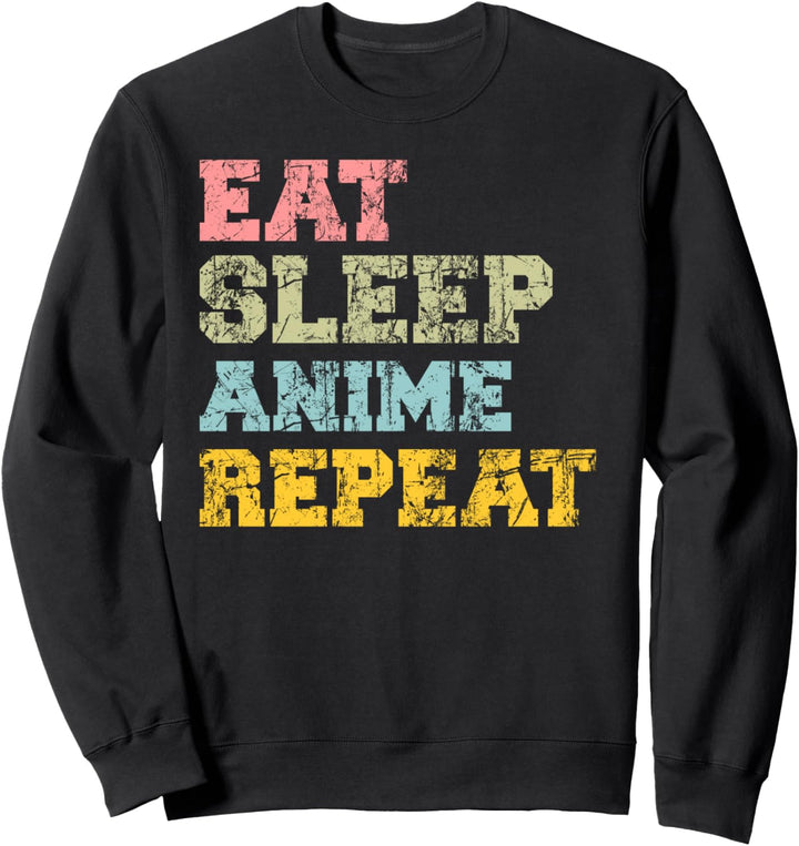 Lustig essen Sie Schlaf-Anime-Wiederholungs-Cartoon-Spass Sweatshirt