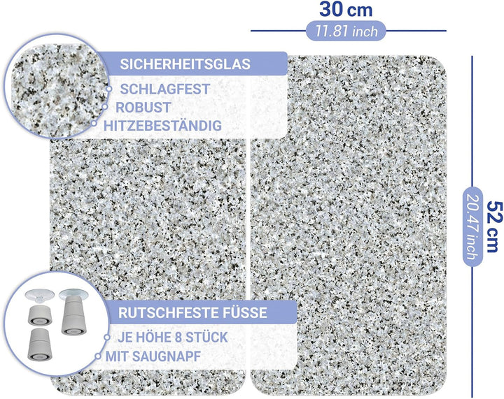 WENKO WENKO Herdabdeckplatte Universal Granit 2er Set, für Glaskeramik-, Elektro- und Gasherde, auch