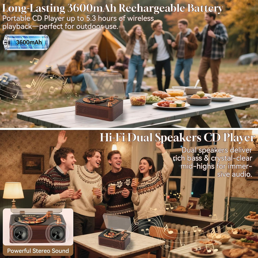 Gueray Tragbarer CD Player Bluetooth CD-Player mit Lautsprecher & Radio & Fernbedienung Unterstützt