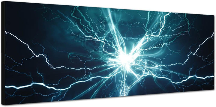 Paul Sinus Art Panoramabild auf Leinwand und Keilrahmen 150x50cm Blitze Licht Elektrizität abstrakt