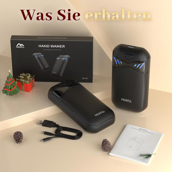 Handwärmer Wiederaufladbar 2er Pack, Magnetischer Taschenwärmer mit LED Anzeige & 6000mAh Akku, 3 He