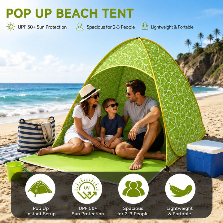 Pop Up Strandmuschel, Strandmuschel Pop Up Strandzelt, UV-Schutz 50+, geeignet für 2-3 Personen, ink
