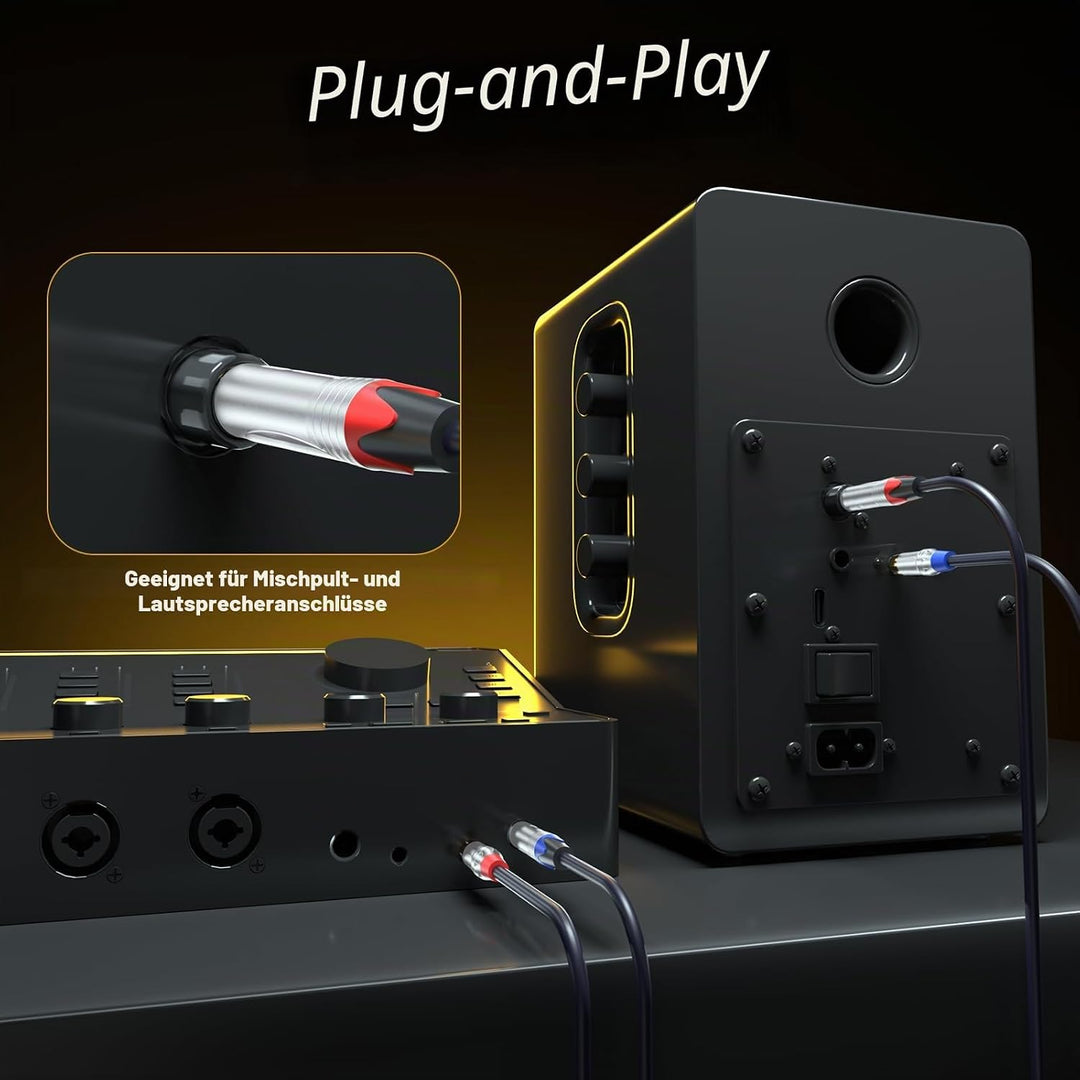 Tisino Cinch auf Klinke 6,3, 2x Cinch auf 2x Grosse Klinke Mono Audio Kabel für AV Receiver, Verstär