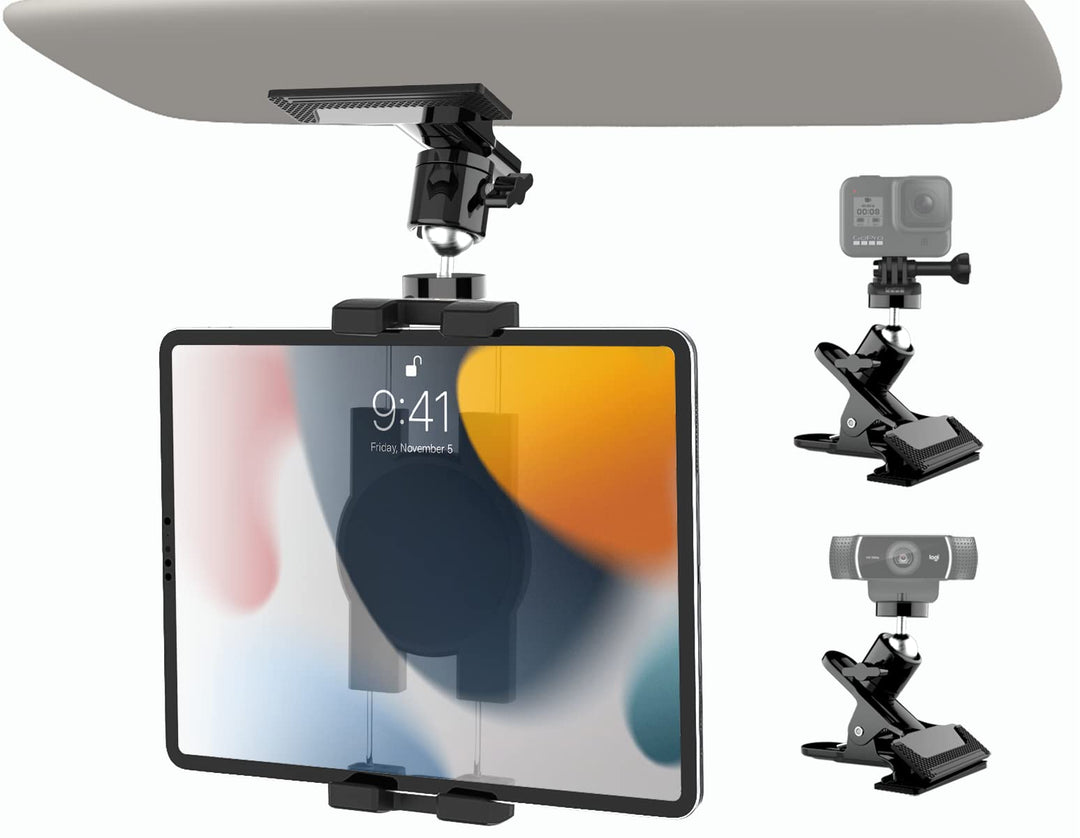 woleyi Auto Sonnenblende Tablet Halterung, KFZ LKW Sonnenblende Handy Autohalterung Clip mit 1/4" Sc