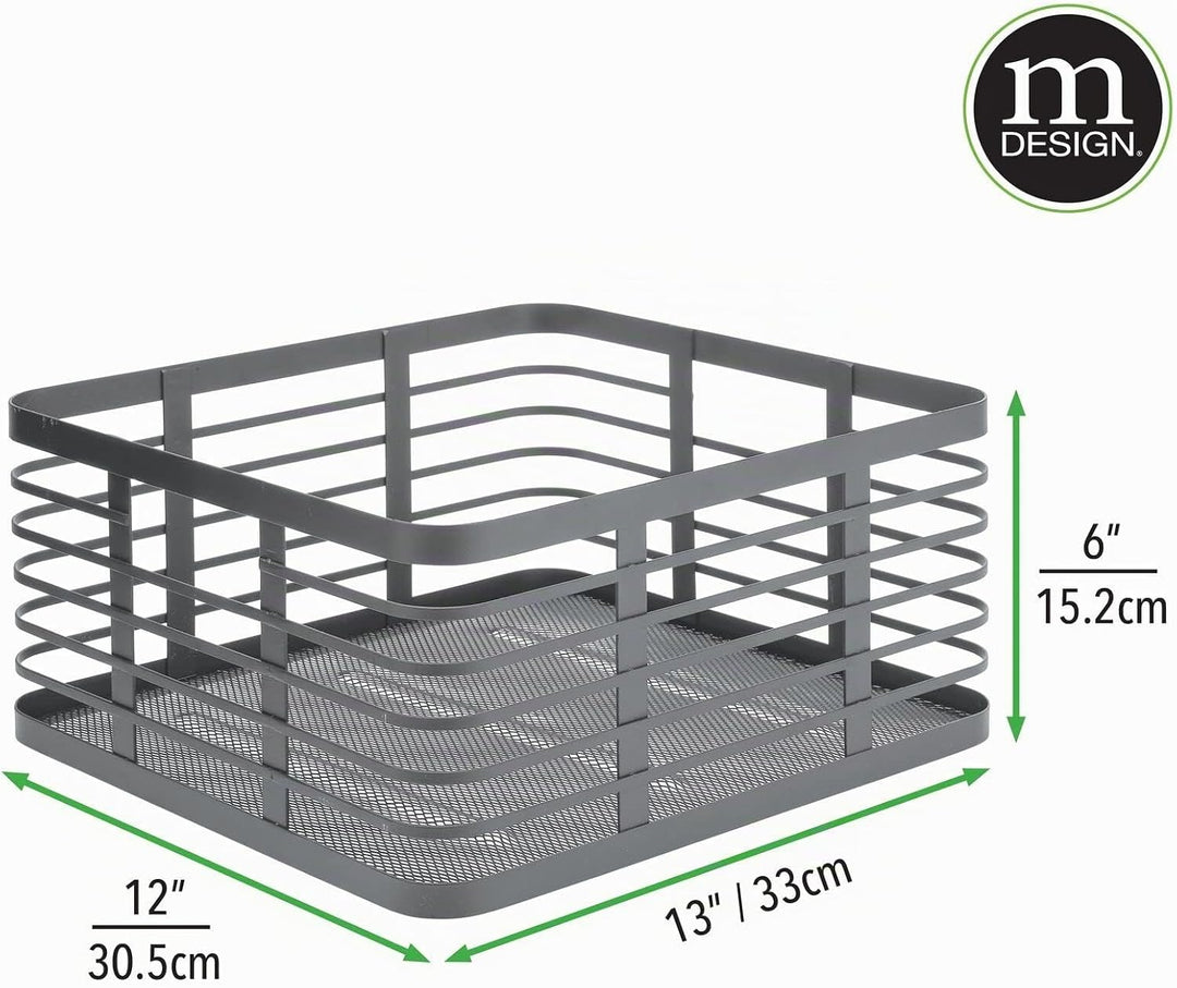 mDesign Allzweckkorb aus Metalldraht – praktischer Aufbewahrungskorb für Küche und Haushalt – kompak