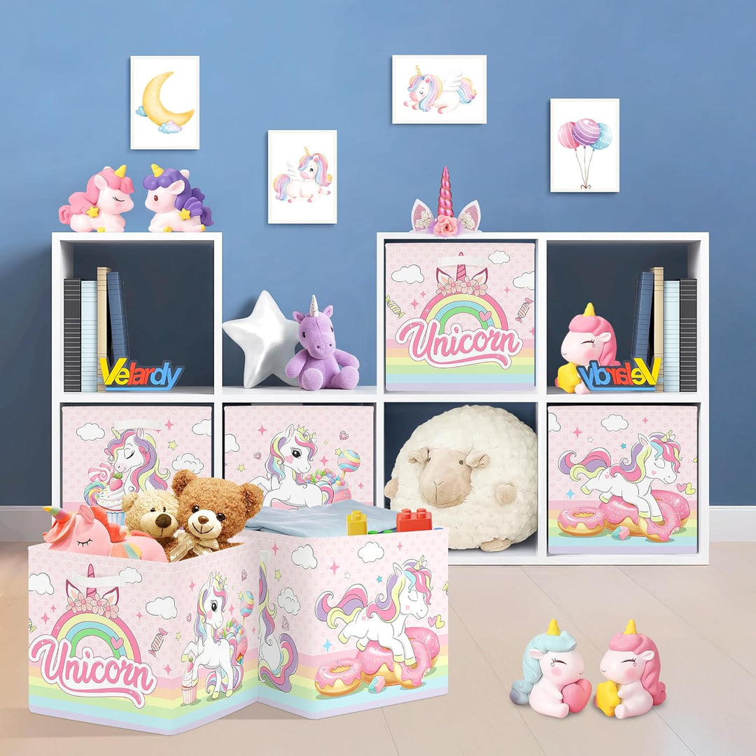 30cm Aufbewahrungsbox 3 Stück Einhorn Regenbogen Aufbewahrungskorb Kinder Faltbar Wolken Stern Aufbe