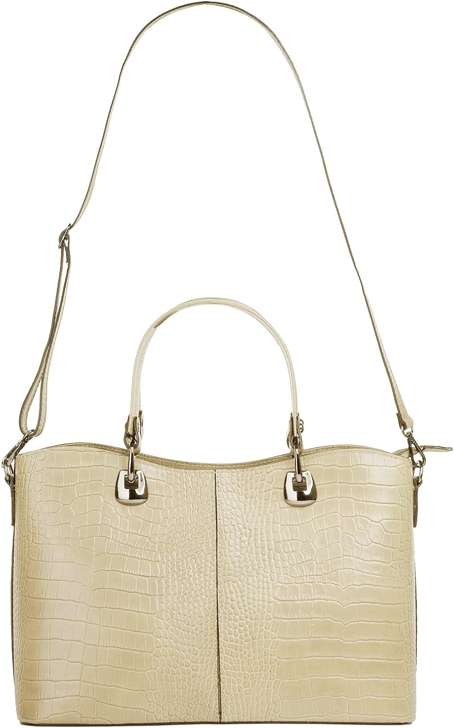 Handtasche Echt Leder Damen 021168 Made in Italy, Smartphonefach, Damenhandtasche im Kroko-Design, U