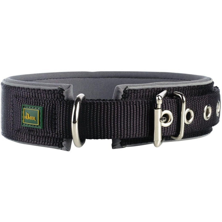 HUNTER Hundehalsband NEOPREN Reflect, Farbe: schwarz/grau, weiche Polsterung, reflektierend, besonde