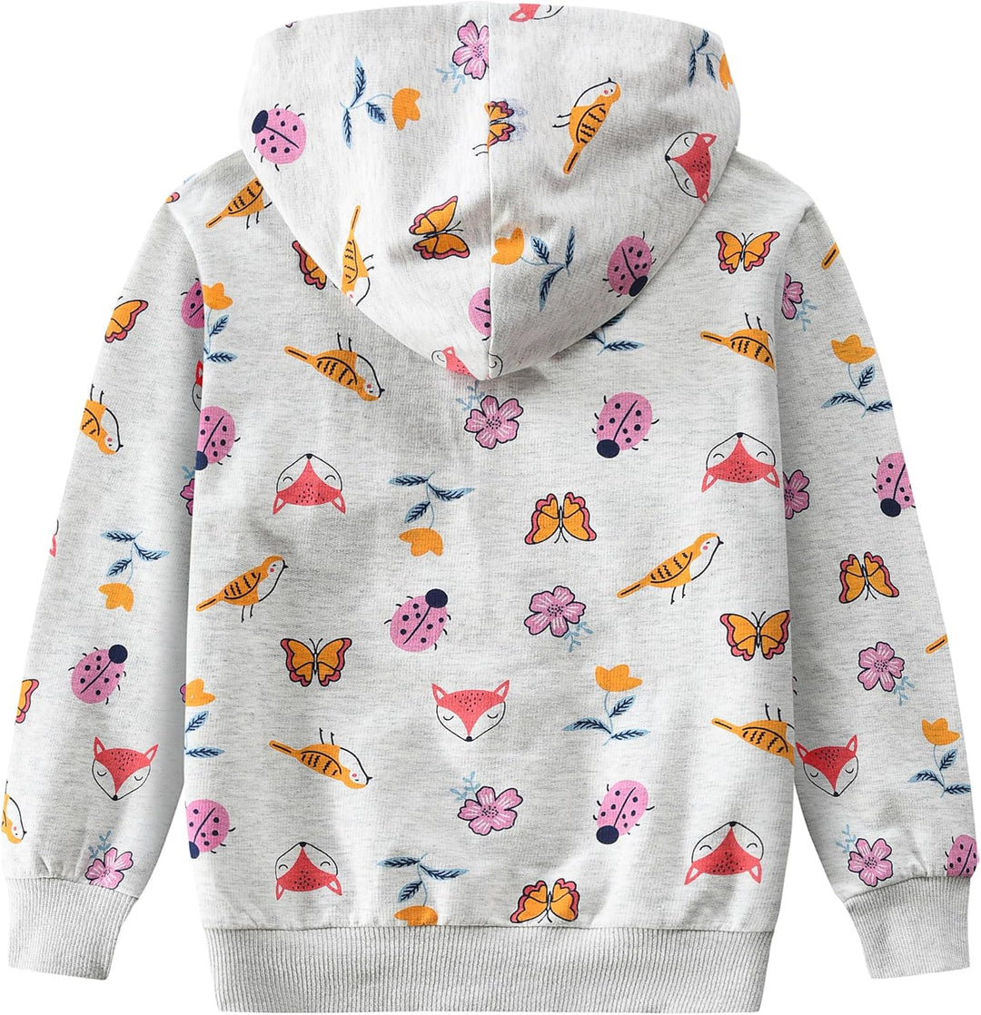 EULLA Kinder Mädchen Zip Up Hoodie Sweatjacke Kapuzenjacke Kapuzenpullover Langarm Baumwolle Einhorn