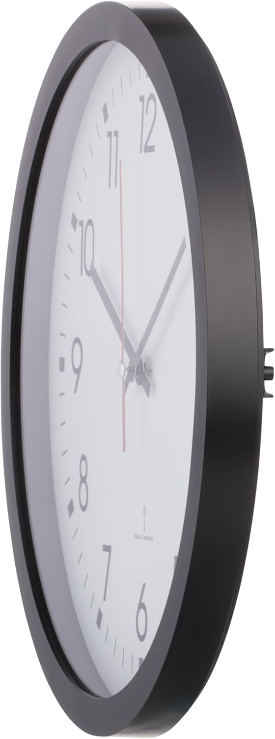 TFA Dostmann Analoge Funk-Wanduhr, 60.3522, mit Sekundenzeiger, Glasabdeckung, grosses Ziffernblatt,
