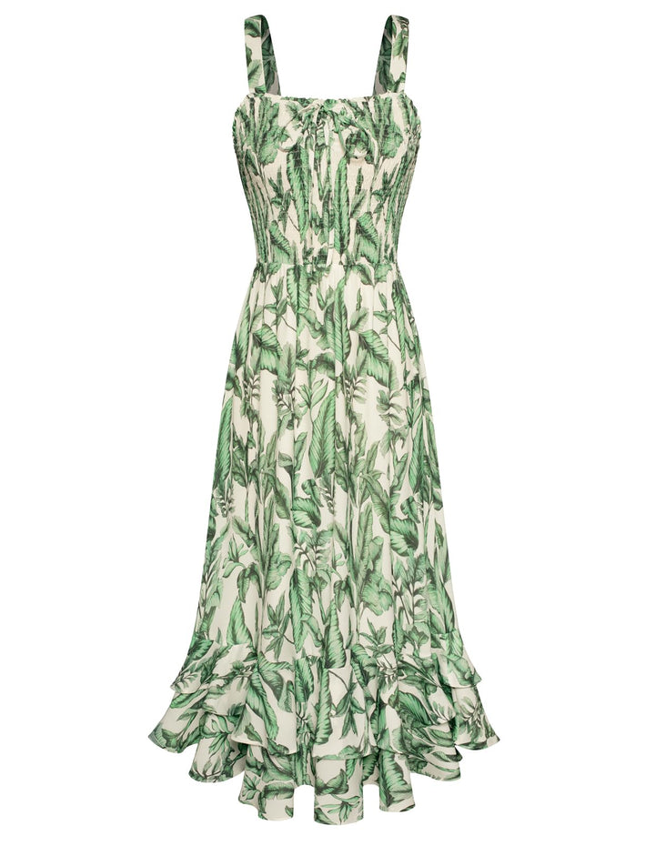 GRACE KARIN Damen langes Blumenkleid Ärmellos Spaghettiträger Freizeitkleid Böhmisch Maxikleid Stran