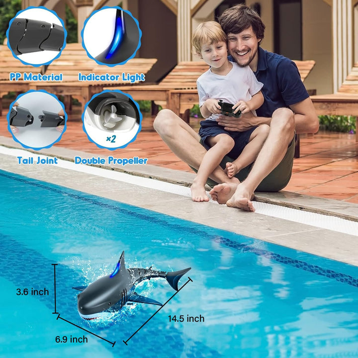 Kiztoys Ferngesteuertes Hai-Spielzeug, 2.4GHz RC Boot Simulation Hai, Shark Spielzeug Pool Wasserspi