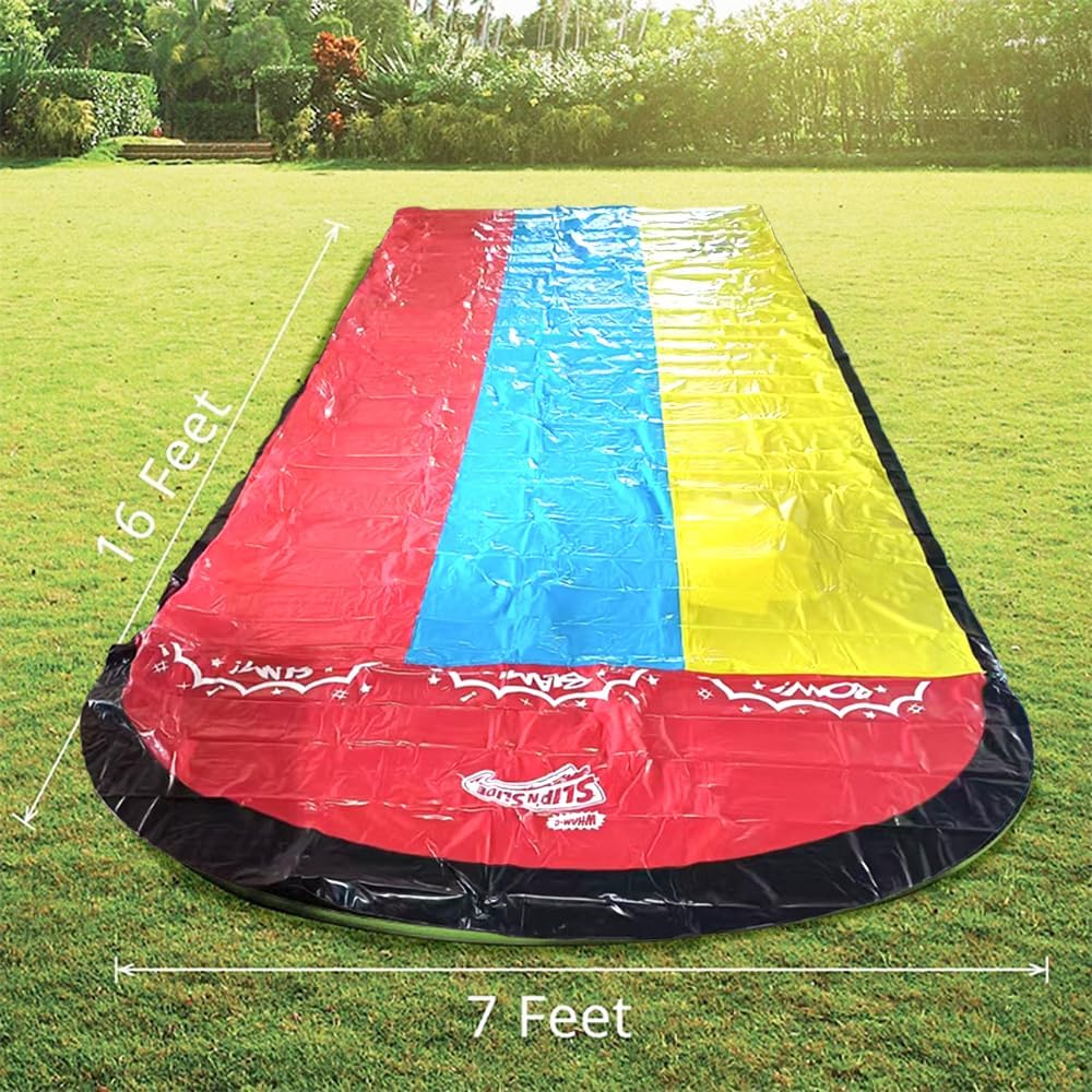 Wasserrutsche Garten für Kinder,480x210CM Slip N Slide Triple mit 3 Bodyboards 5 Reparaturflicken,Dr