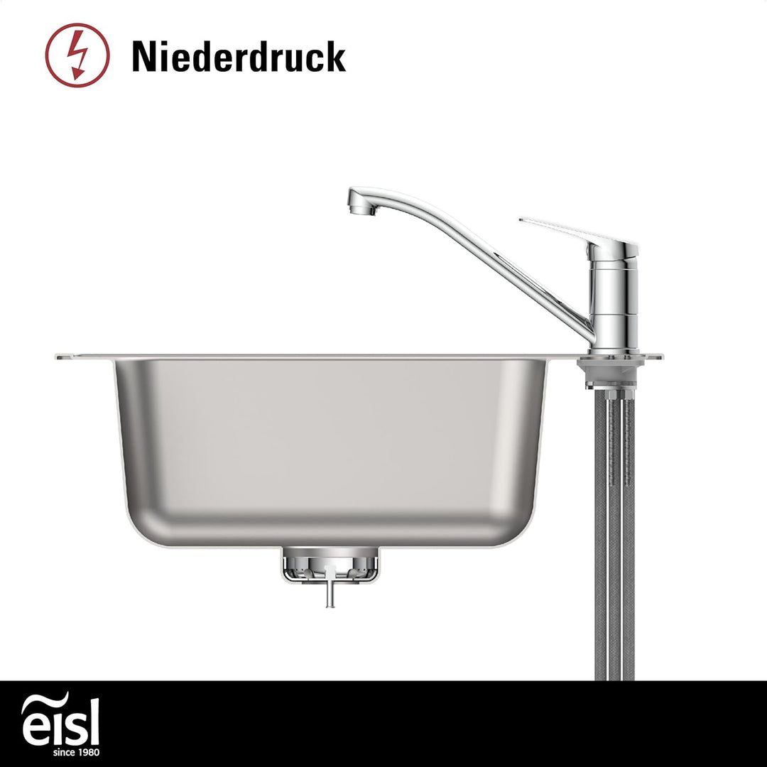 EISL Spültischarmatur Niederdruck SPEED, 360° schwenkbarer Wasserhahn Küche, Küchenarmatur für Doppe