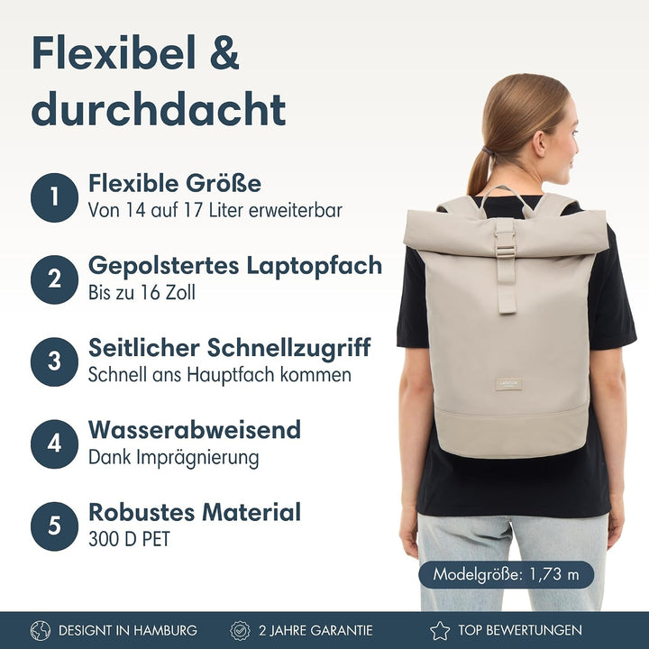LARKSON Rucksack Damen &amp; Herren Beige – Janne Sand, Sand