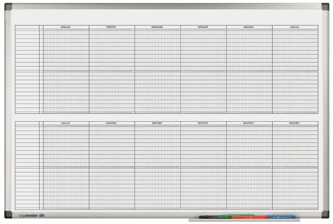 Legamaster 7-414000 Premium Projektplaner, UV-gehärtetes Whiteboard; Jahresplaner im Halbjahresforma