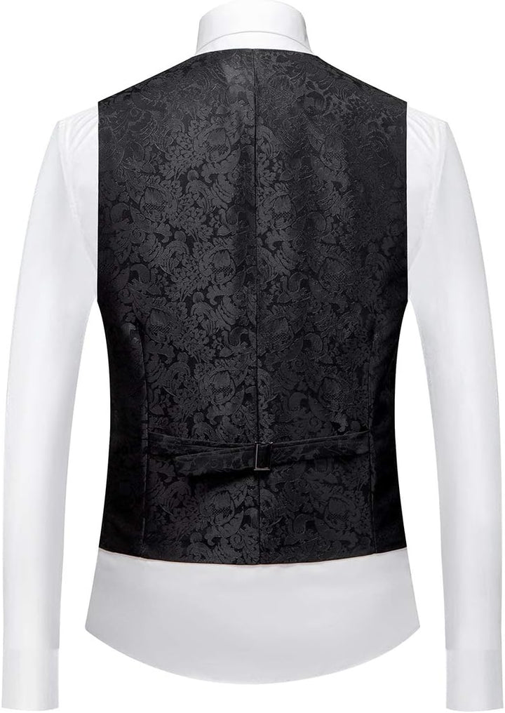 Anzug Herren 3-Teillig mit Schalkragen Muster Hochzeit Formell Business Smoking Jacke Weste und Hose