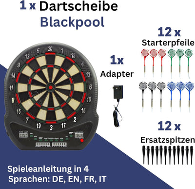 Best Sporting Dartscheibe elektronisch Blackpool I elektronische Dartscheibe mit LED-Anzeigen I E-Da