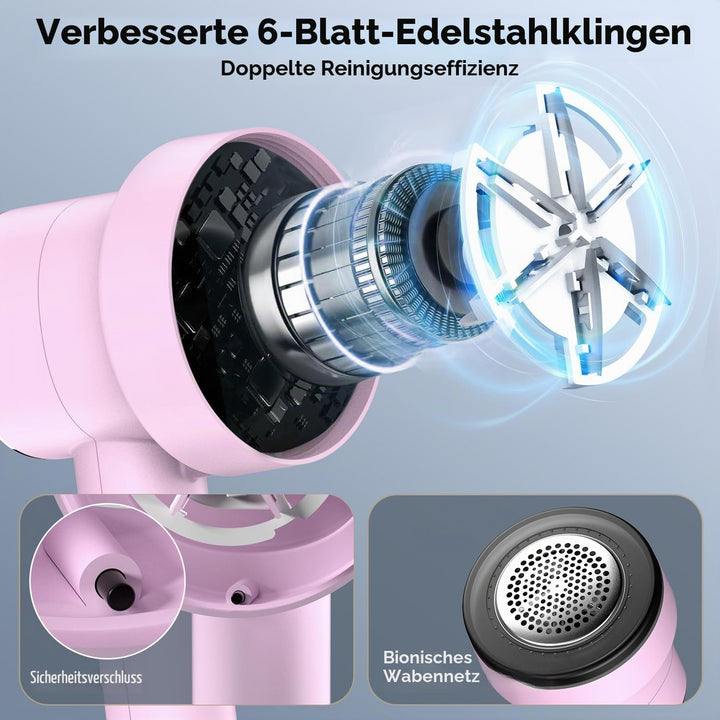 Fusselrasierer Elektrischer mit LED-Display - 6 Edelstahlklingen, 3 Geschwindigkeiten - USB Wiederau