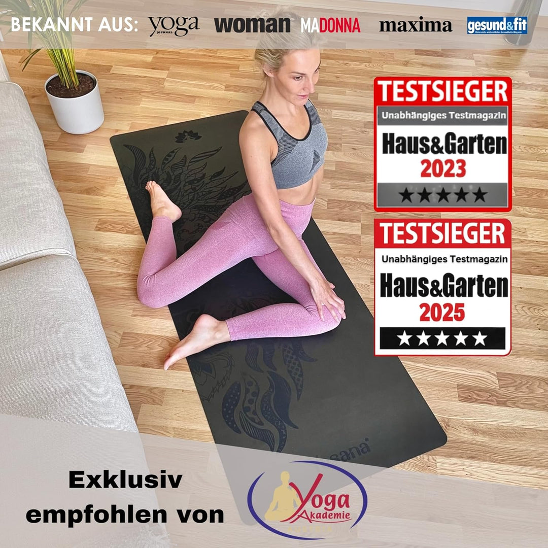 Yogamatte aus Naturkautschuk | extrem rutschfest | ULTRA GRIP Oberfläche aus ECO PU | extra breit 68