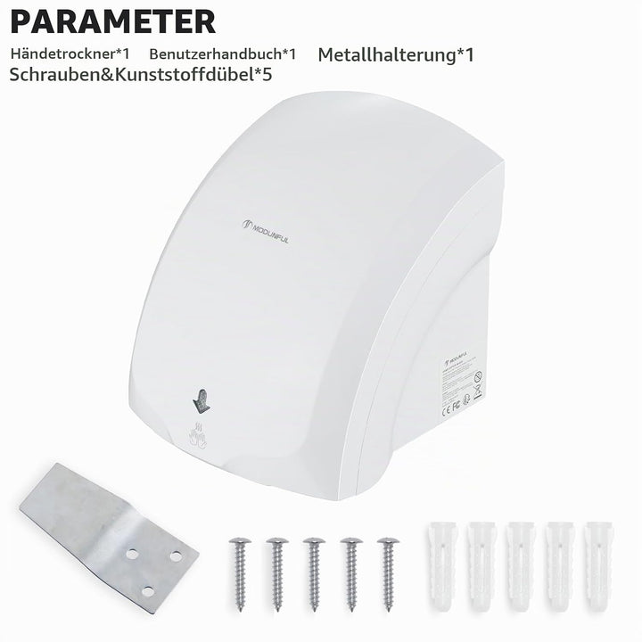 Modunful Automatischer Handtrockner Infrarotsensor Handtrockner für Badezimmer zu Hause, Extra Leise
