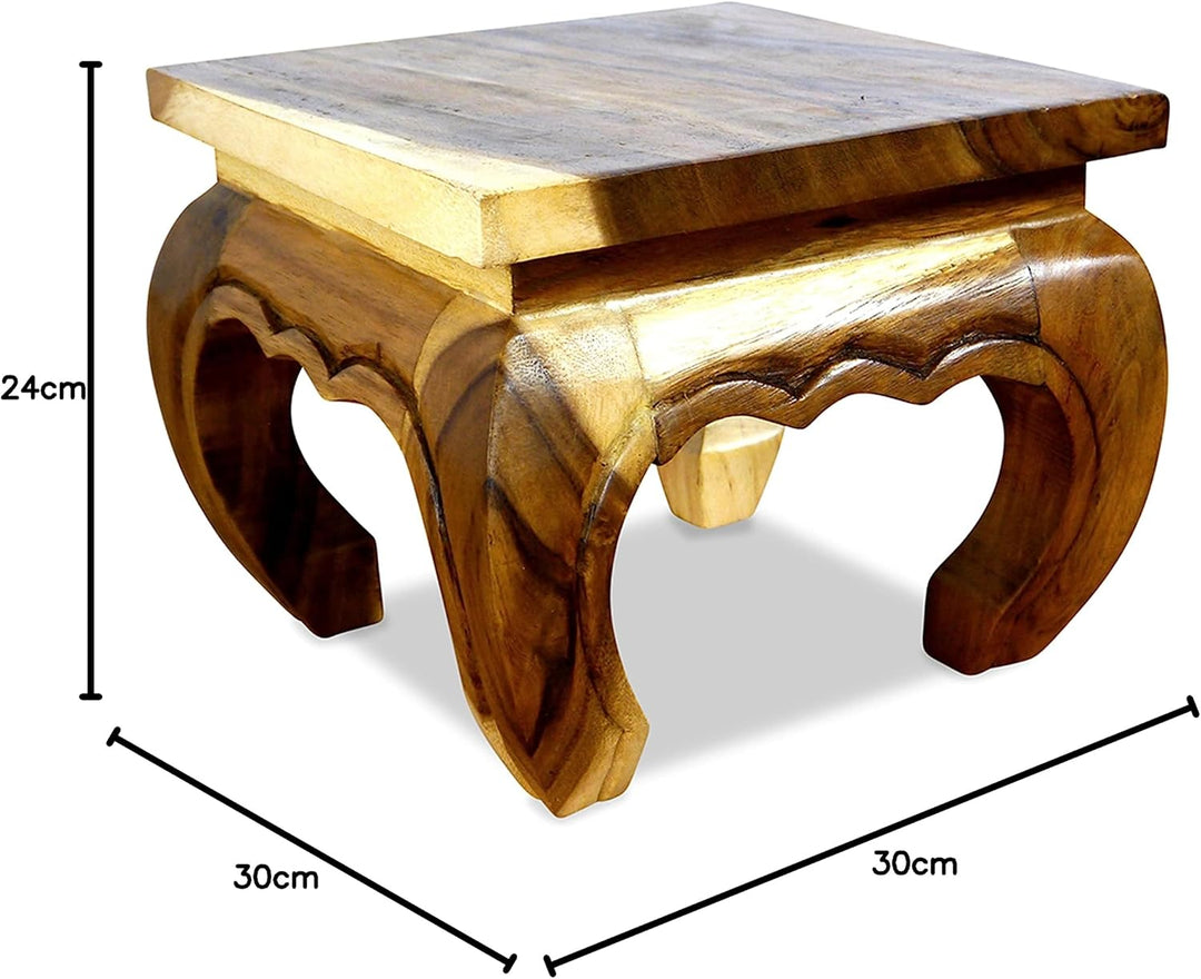 livasia Opiumtisch, Beistelltisch aus Massivholz, Nachttisch (30cm) 30 x 30 cm, 30 x 30 cm