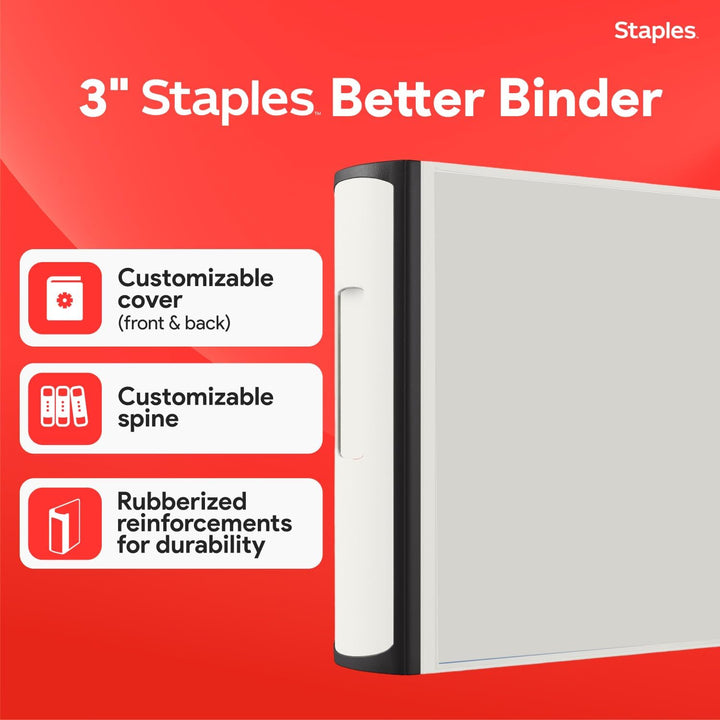 Staples 3 Inch BetterView Binder with D-Rings (White) by Staples Weiss, Weiß