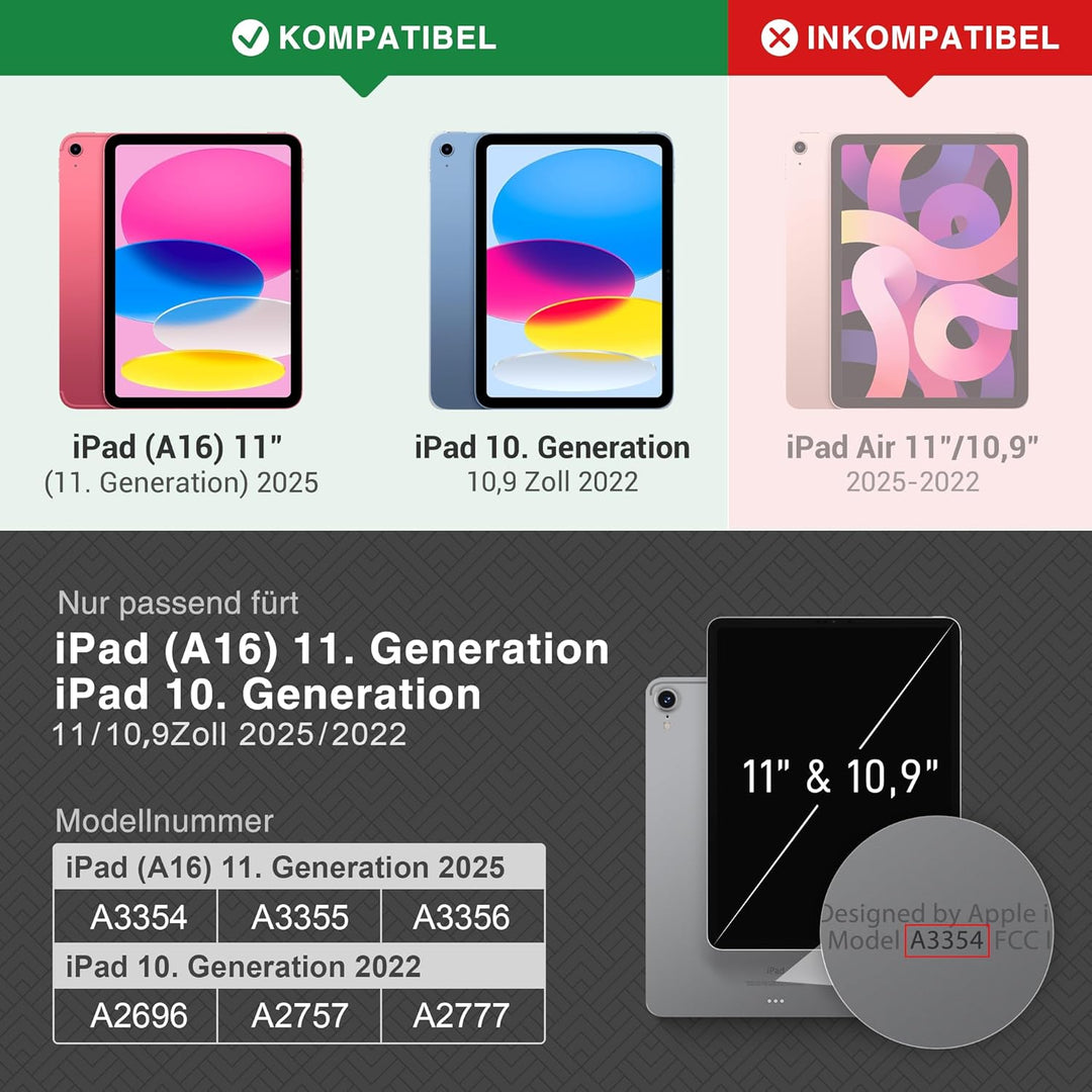 KingBlanc Hülle für iPad (A16) 11. Generation 11 Zoll 2025, iPad 10. Generation 10,9 Zoll 2022 mit S