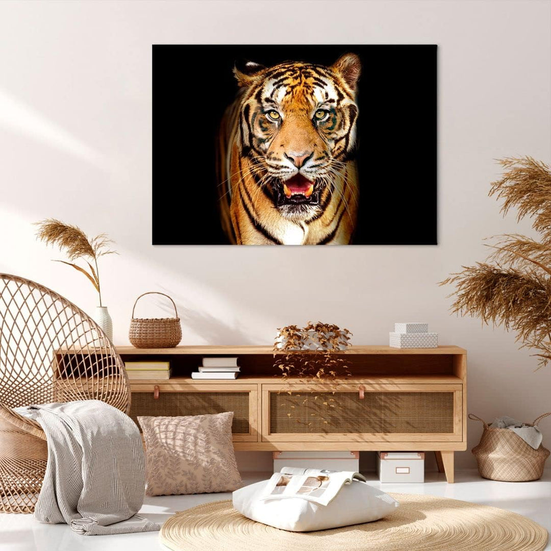 ARTTOR Bilder auf Leinwand 100x70cm Leinwandbild mit Rahmen tiger tier Gross Wanddeko Bild Schlafzim