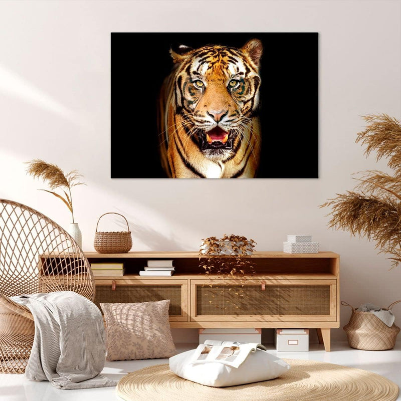 ARTTOR Bilder auf Leinwand 100x70cm Leinwandbild mit Rahmen tiger tier Gross Wanddeko Bild Schlafzim