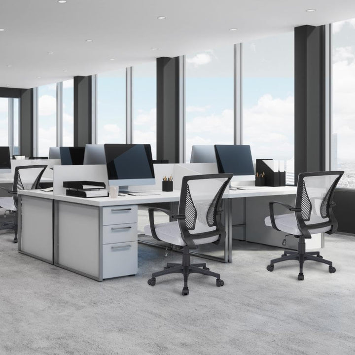Yaheetech Bürostuhl Ergonomisch, Schreibtischstuhl mit Netzbespannung, Arbeitsstuhl mit Armlehnen, C