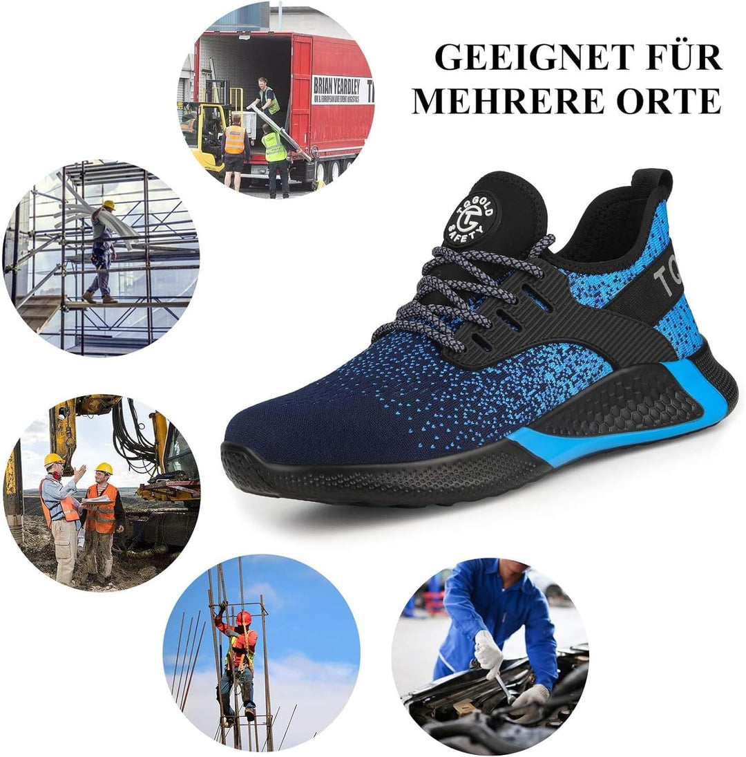 AONETIGER Sicherheitsschuhe Herren Damen Leicht Arbeitsschuhe Stahlkappe Sportlich Schutzschuhe Atmu