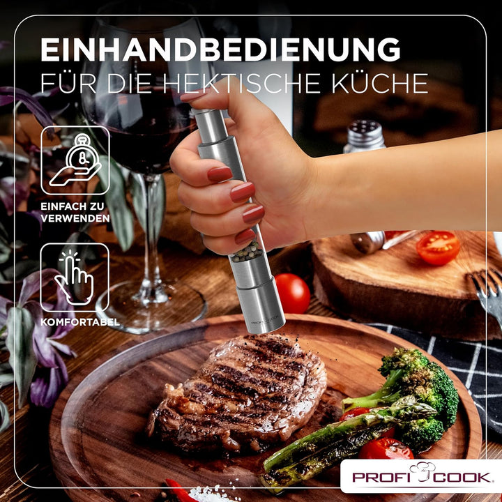 ProfiCook® Salz und Pfefferstreuer | Pfeffermühle | Salz und Pfeffermühle | 2er Set | Salzstreuer Ed