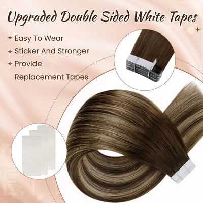 Hetto Tape in Extensions Echthaar Balayage Tape Extensions Echthaar Seidig Haarverlängerung Tape Ech