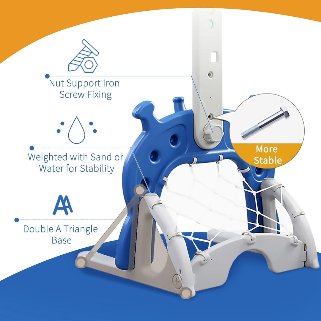 Kinder Basketballkorb Stand Set mit Basketball Fussball Ring Werfen Golfspiel | 4 in1 Sport-Aktivitä