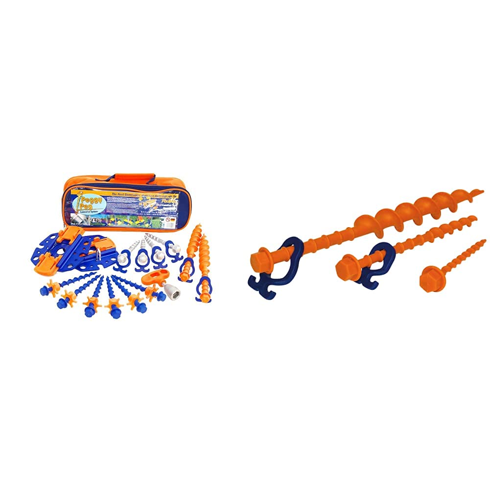 Peggy Peg Fix & Go/Peg & Stop Markisenset Schraubhering normal 20 cm, 12er Set Bundle mit Schraubher