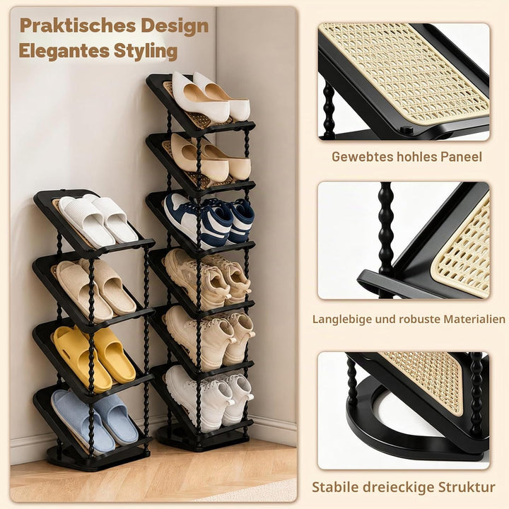 2 Stück Schuhregal Schmal mit 5 Ebenen, Platzsparend Schräg Schuhablage, Schuhschrank Schuhaufbewahr