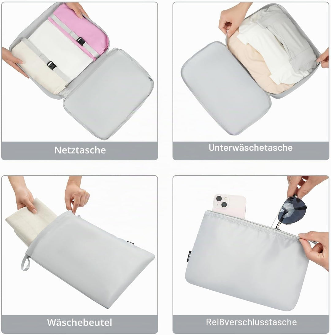 BAGAIL 10er-Set Packwürfel in verschiedenen Grössen Packorganizer für Reisezubehör Handgepäck Koffer