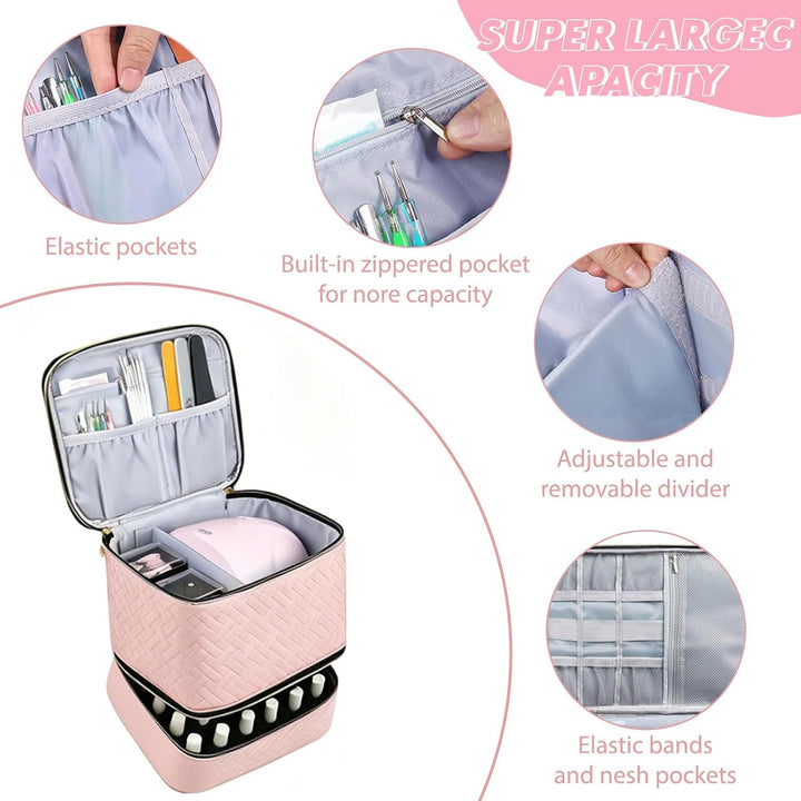 Nagellack Organizer Tasche, Doppelschicht Nagellack Aufbewahrung Box, Grosser Nagelkoffer für Nageld