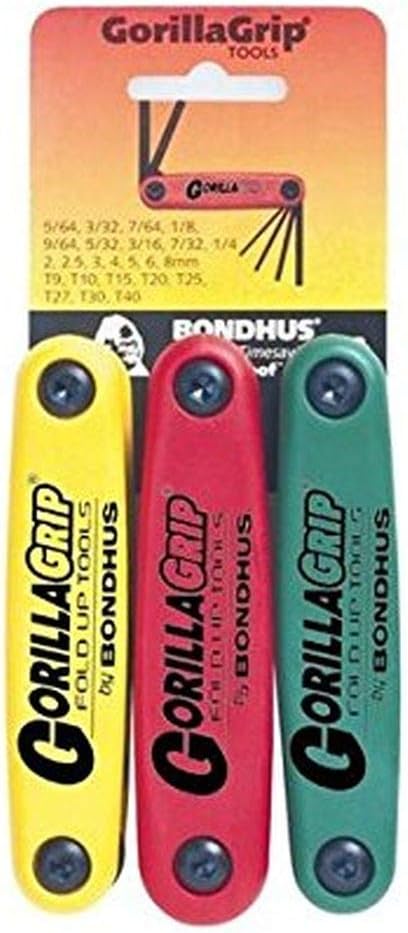 Bondhus 12533 Triple Pack GorillaGrip hochklappen Werkzeug mit Proguard Finish, 2 mm – 8 mm