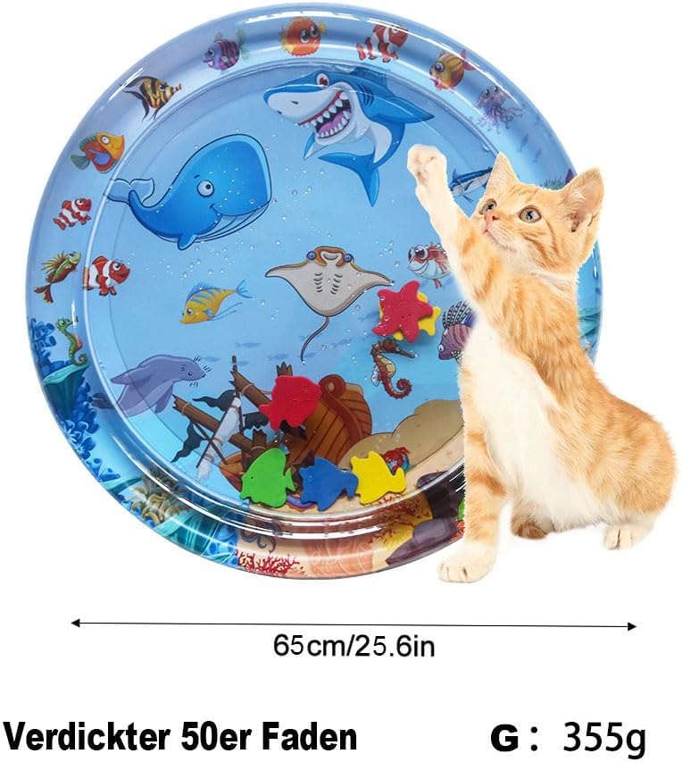 ∅65 Wassermatte für Katzen, Sensorische Wasser Spielmatte für Katzen, Verdickte 50 Seide rutschfeste