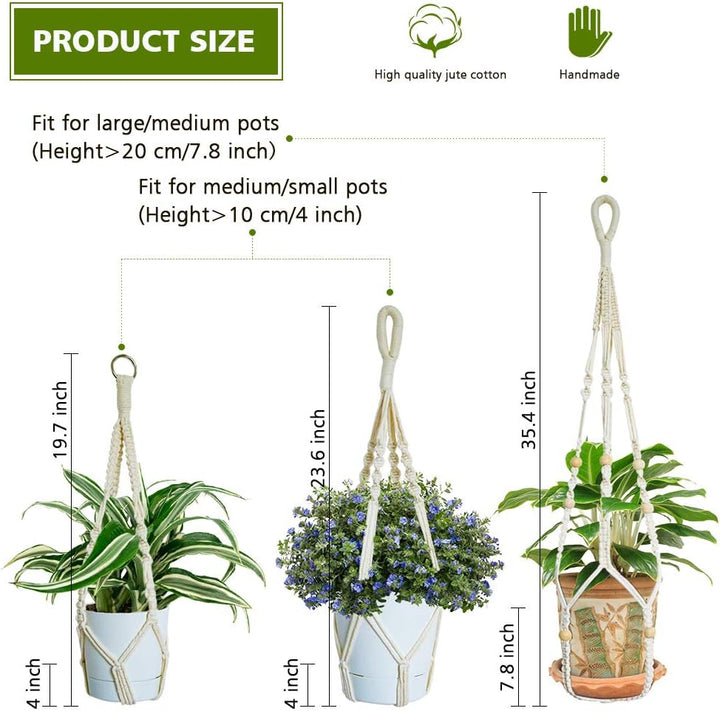 AceList Makramee Blumenampel 3er Set, Blumenampel Innen Aussen für Balkon und Garten Makramee Blumen