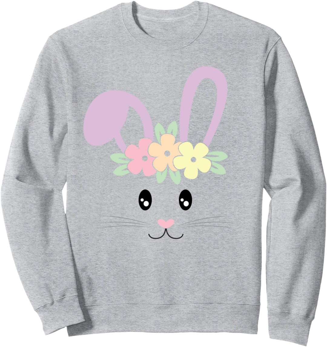 Cute Easter Bunny Face Pastel Tee For Girls and Toddlers Sweatshirt